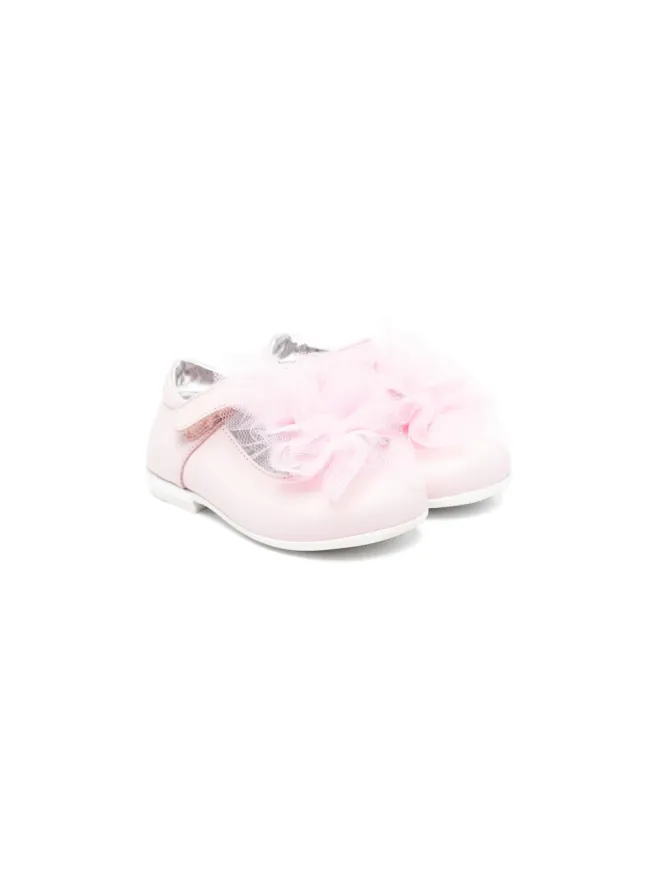 Monnalisa Monnalisa フリル付きレザーバレリーナ ピンクの商品画像