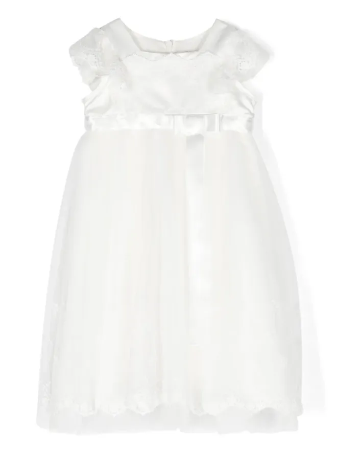 Monnalisa Monnalisa Iconic Chic lace-trim flared dress - Whiteの商品画像