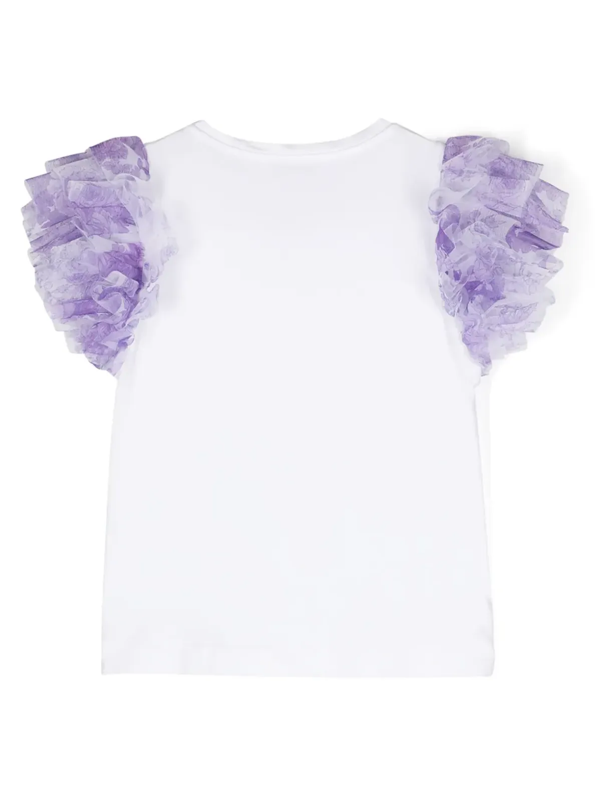 Monnalisa フリル付きVネックTシャツ ホワイト - 画像2