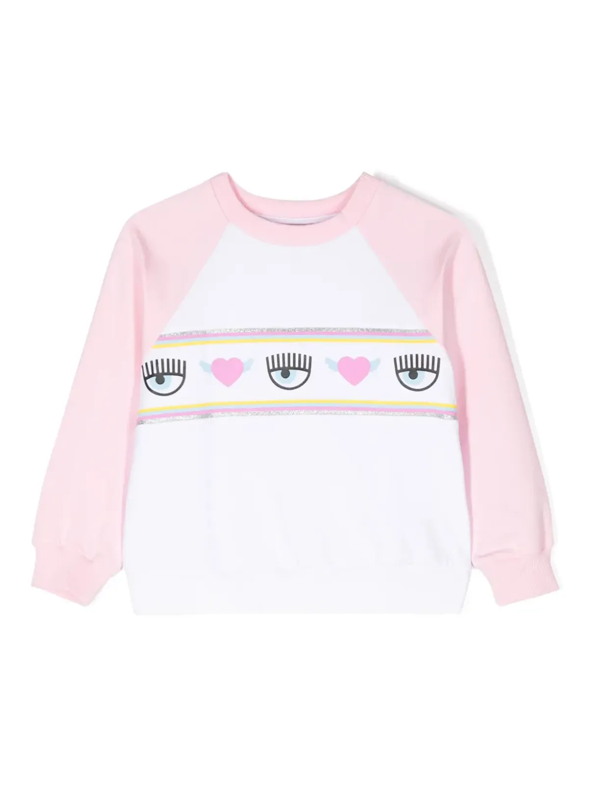 Chiara Ferragni Kids Eyelike-print raglan sweatshirt - White - 画像1