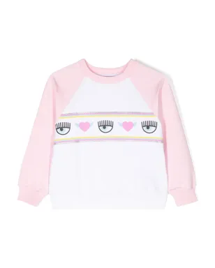 Chiara Ferragni Kids Eyelike-print raglan sweatshirt - White - サムネイル1