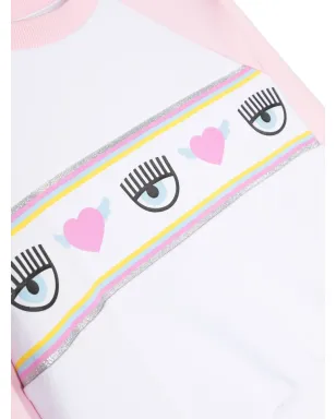 Chiara Ferragni Kids Eyelike-print raglan sweatshirt - White - サムネイル3