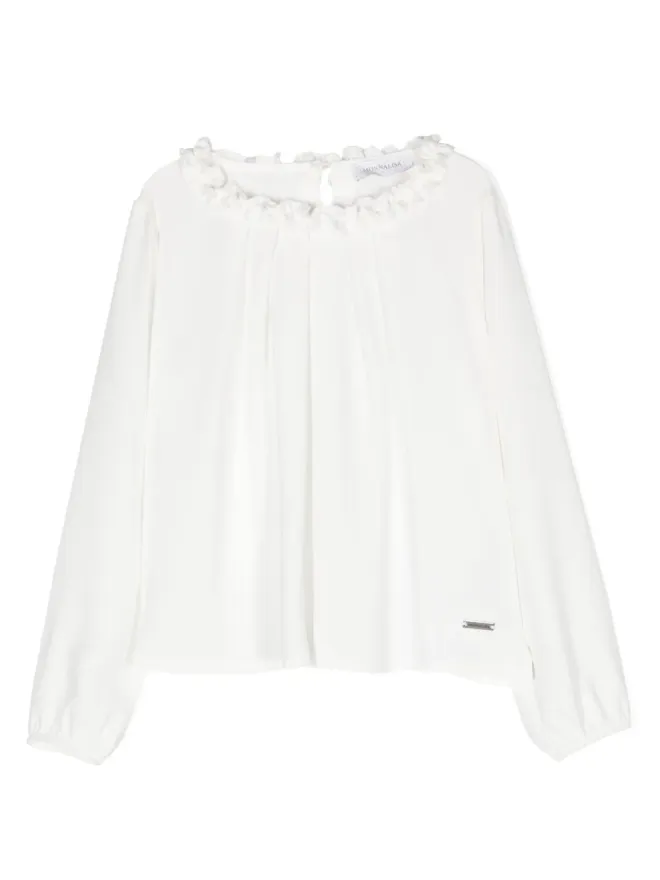 Monnalisa Monnalisa ロゴプレート付きフリルブラウスの商品画像