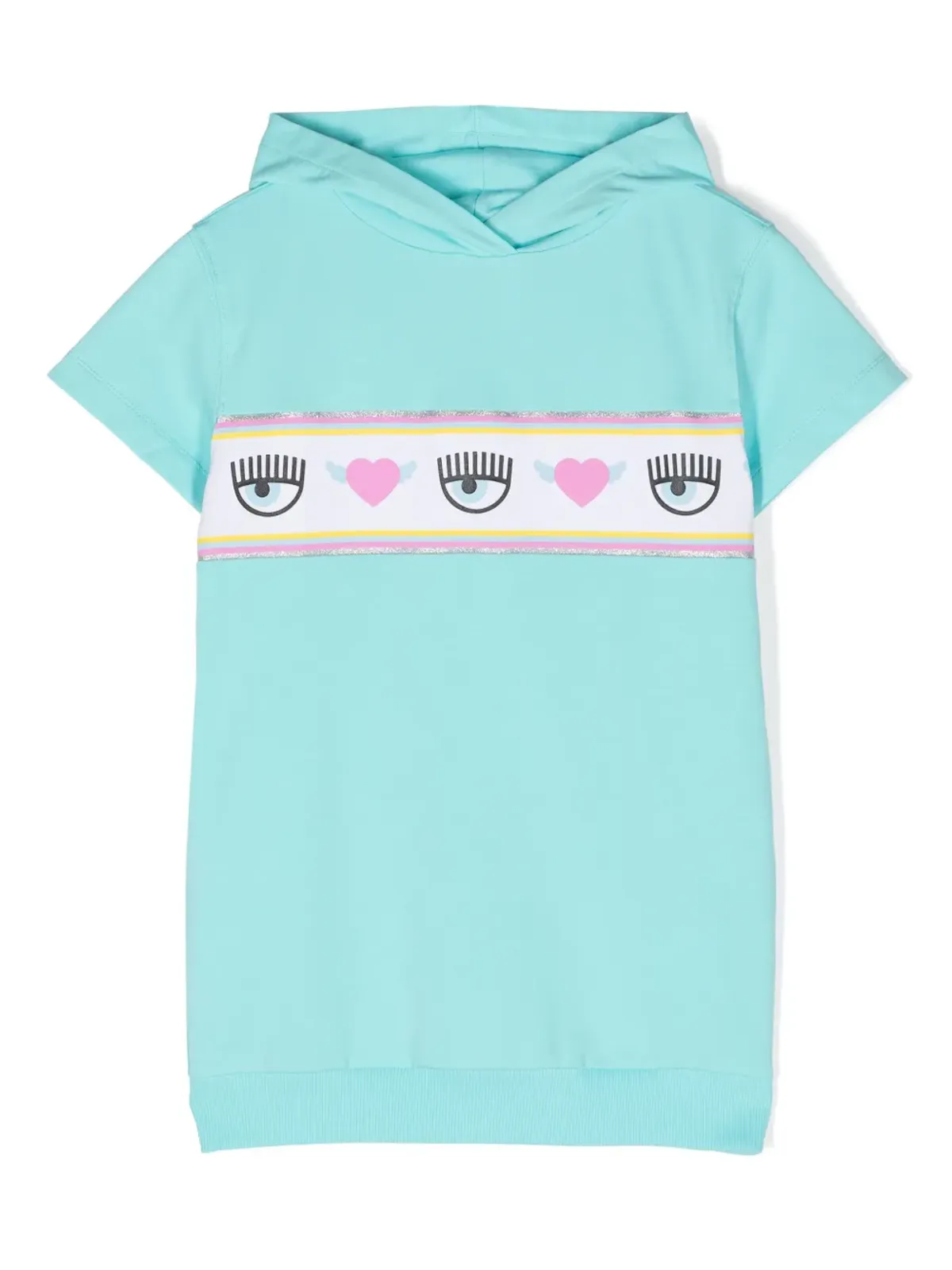 Chiara Ferragni Kids Eyelikeモチーフ フード付きワンピース ブルー - 画像1