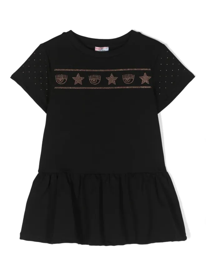 Chiara Ferragni Kids Chiara Ferragni Kids スタッズディテールのフーデッドドレスの商品画像