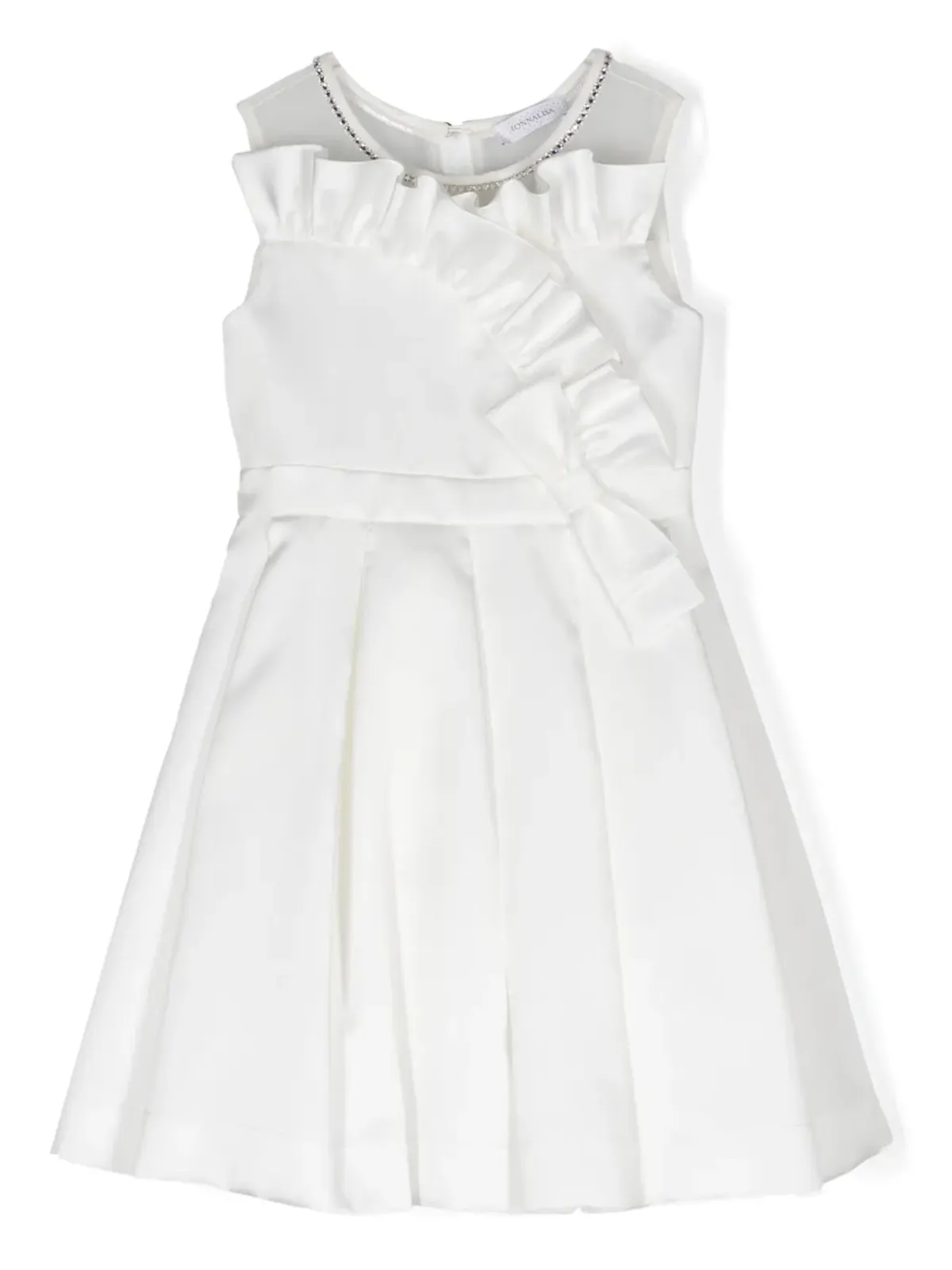 Monnalisa ruffle-trim crystal-embellished dress - White - 画像1