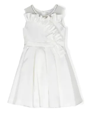 Monnalisa ruffle-trim crystal-embellished dress - White - サムネイル1