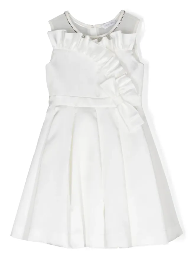 Monnalisa Monnalisa ruffle-trim crystal-embellished dress - Whiteの商品画像