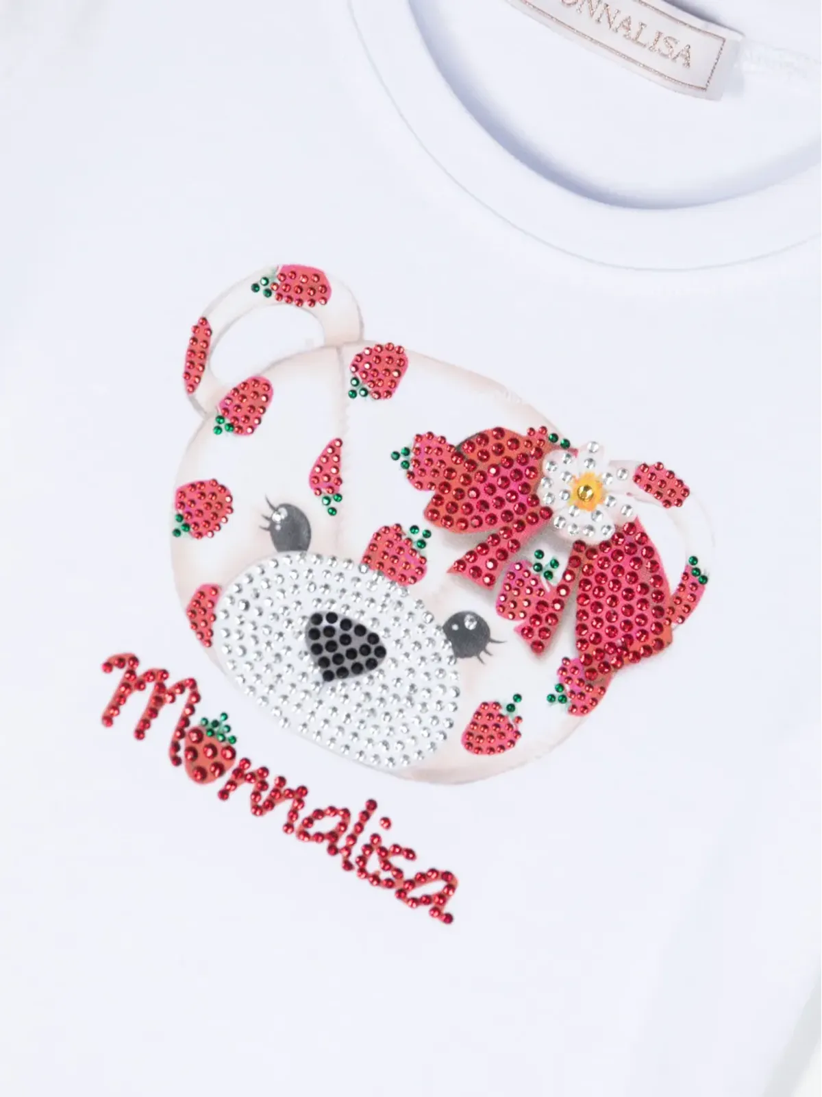 Monnalisa テディベアプリント コットン Tシャツ - 画像3
