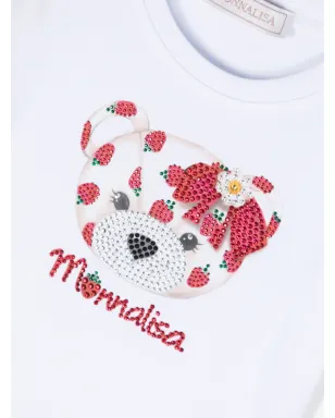 Monnalisa テディベアプリント コットン Tシャツ - サムネイル3