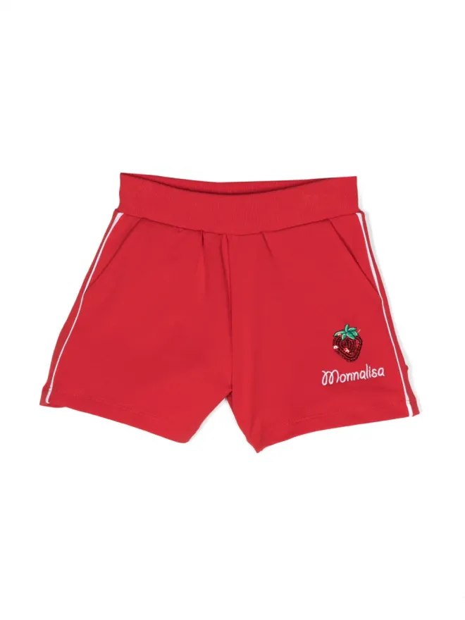 Monnalisa Monnalisa sequinned-strawberry track shorts - Redの商品画像