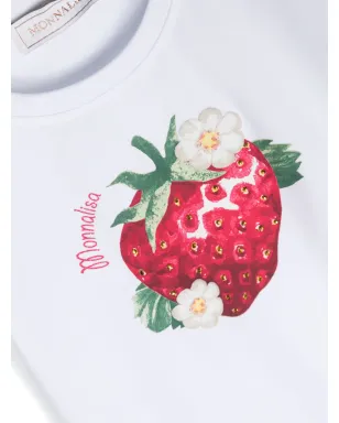 Monnalisa フルーツプリント ラウンドネックTシャツ - サムネイル3
