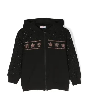 Chiara Ferragni Kids スタッズ付きフードジャケット - ブラック - サムネイル1