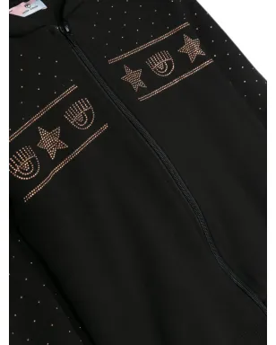 Chiara Ferragni Kids スタッズ付きフードジャケット - ブラック - サムネイル3