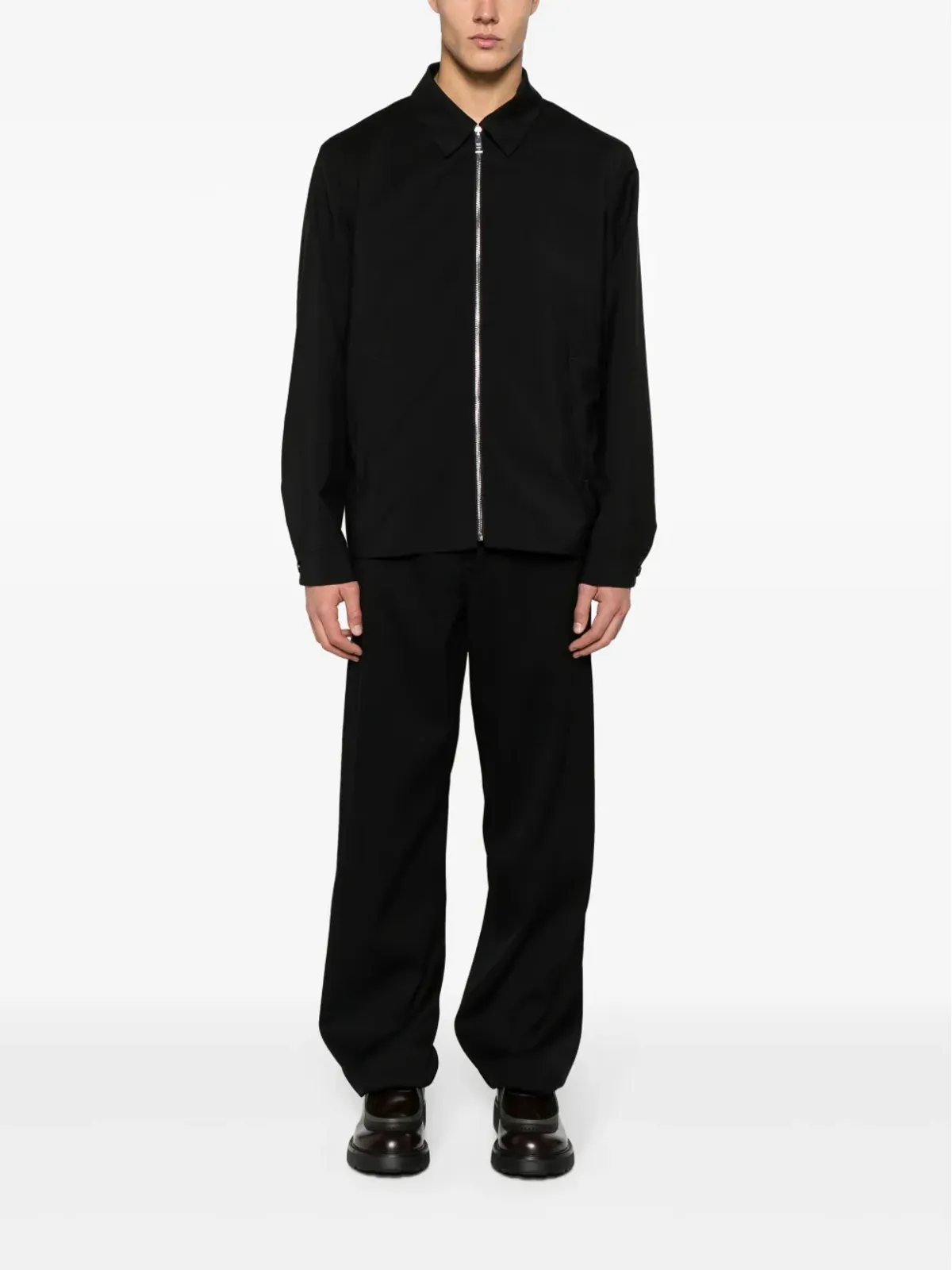Prada ジップアップ ウール混紡 シャツジャケット - ブラック - 画像2