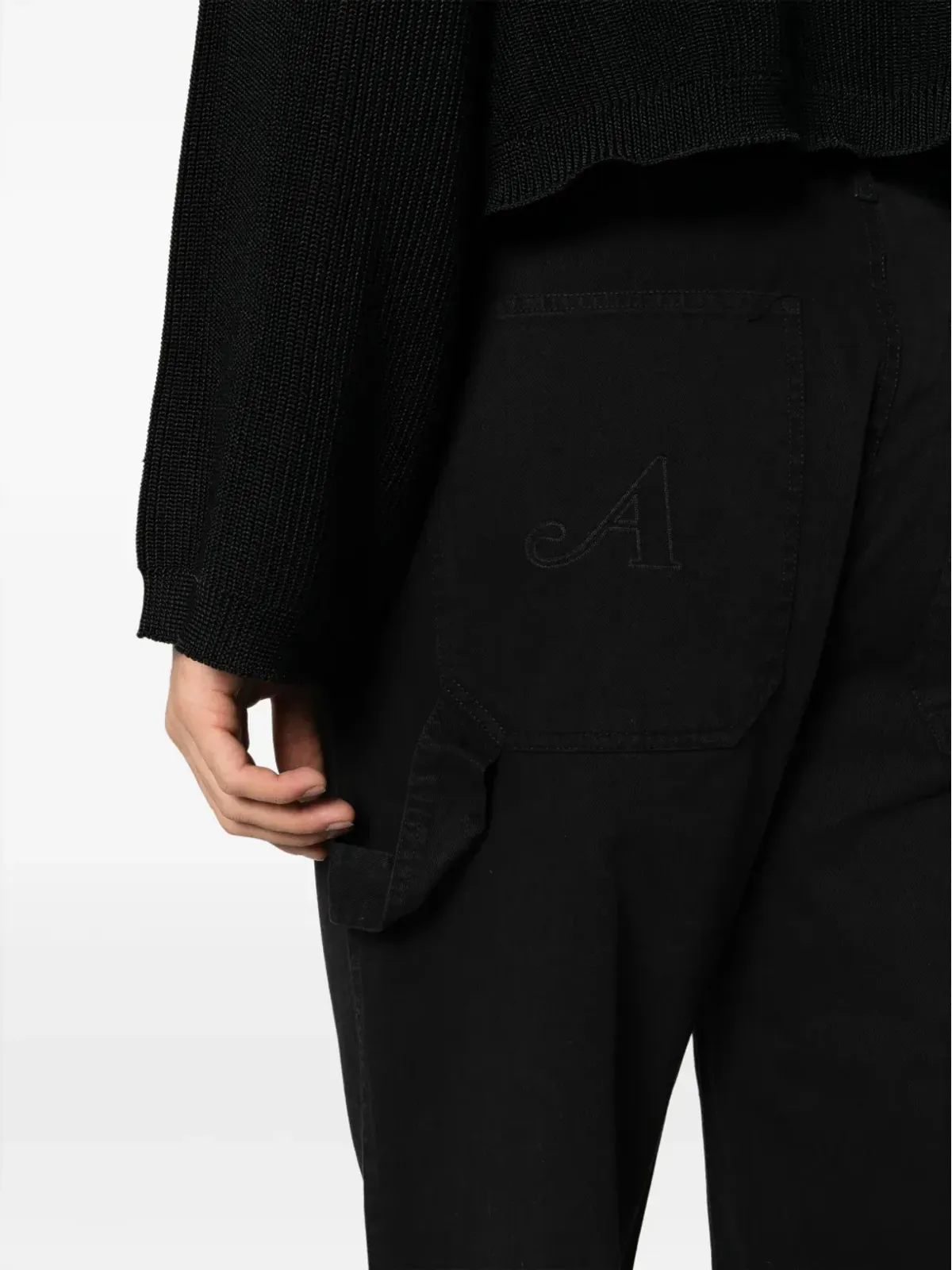 Awake NY ロゴ刺繍ストレートジーンズ - ブラック - 画像5