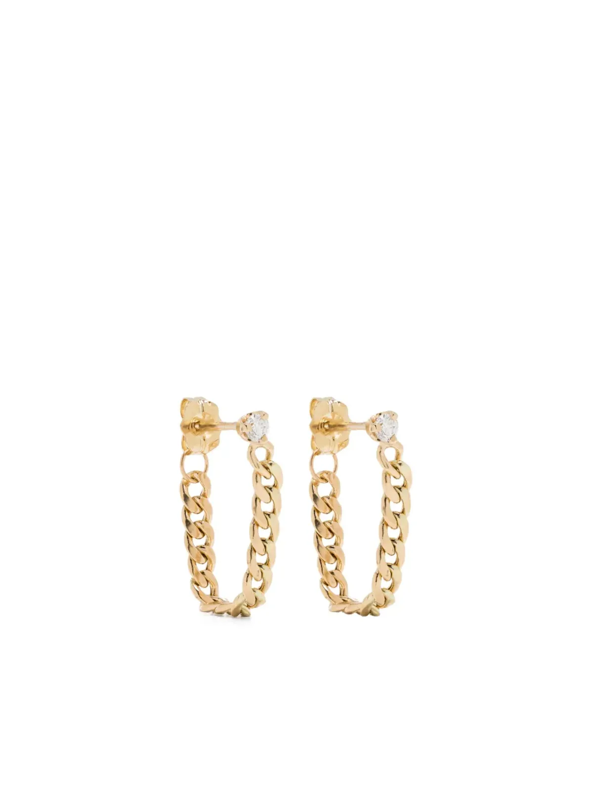 Zoë Chicco 14金イエローゴールド カーブチェーン ダイヤモンド ピアス - 画像1