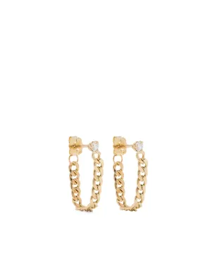 Zoë Chicco 14金イエローゴールド カーブチェーン ダイヤモンド ピアス - サムネイル1