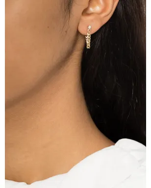 Zoë Chicco 14金イエローゴールド カーブチェーン ダイヤモンド ピアス - サムネイル2
