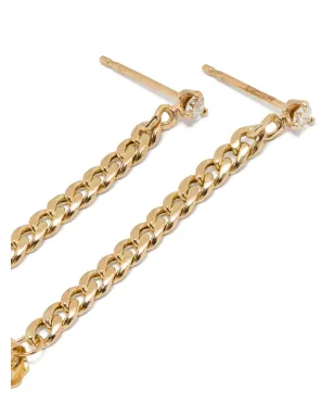 Zoë Chicco 14金イエローゴールド カーブチェーン ダイヤモンド ピアス - サムネイル3