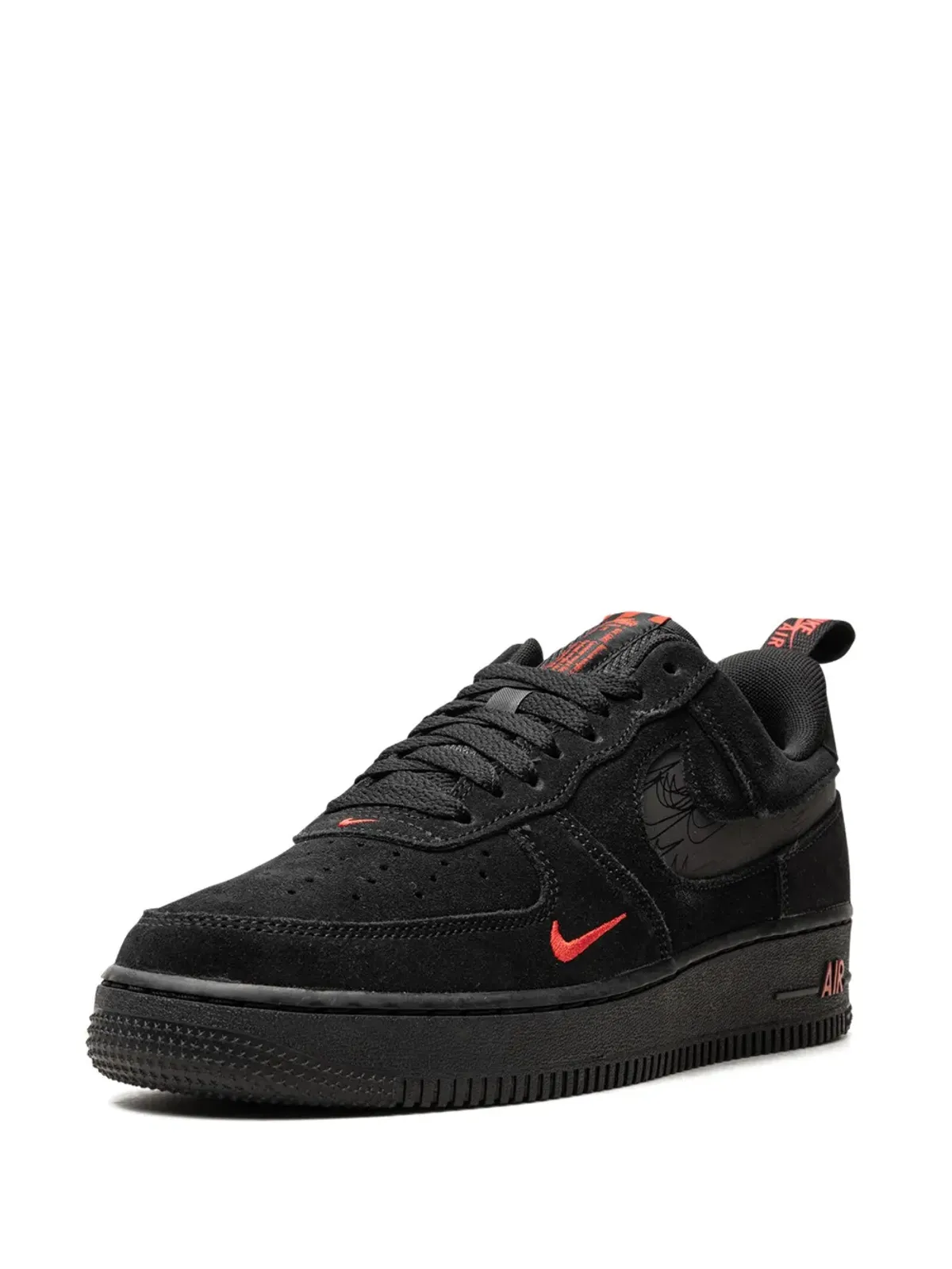 Nike エアフォース1 ロー マルチスウッシュ ブラック/クリムゾン スニーカー - 画像3