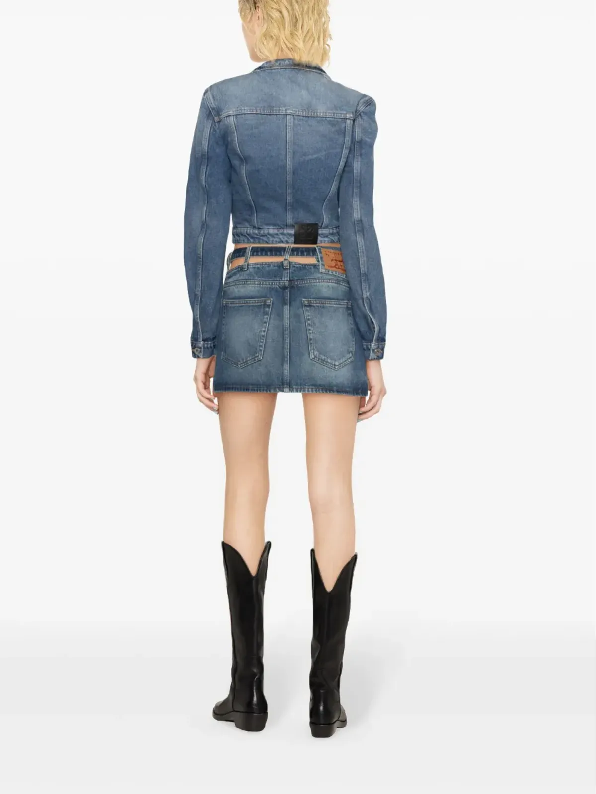 Off-White ストラップディテール付き クロップド デニムジャケット - 画像4