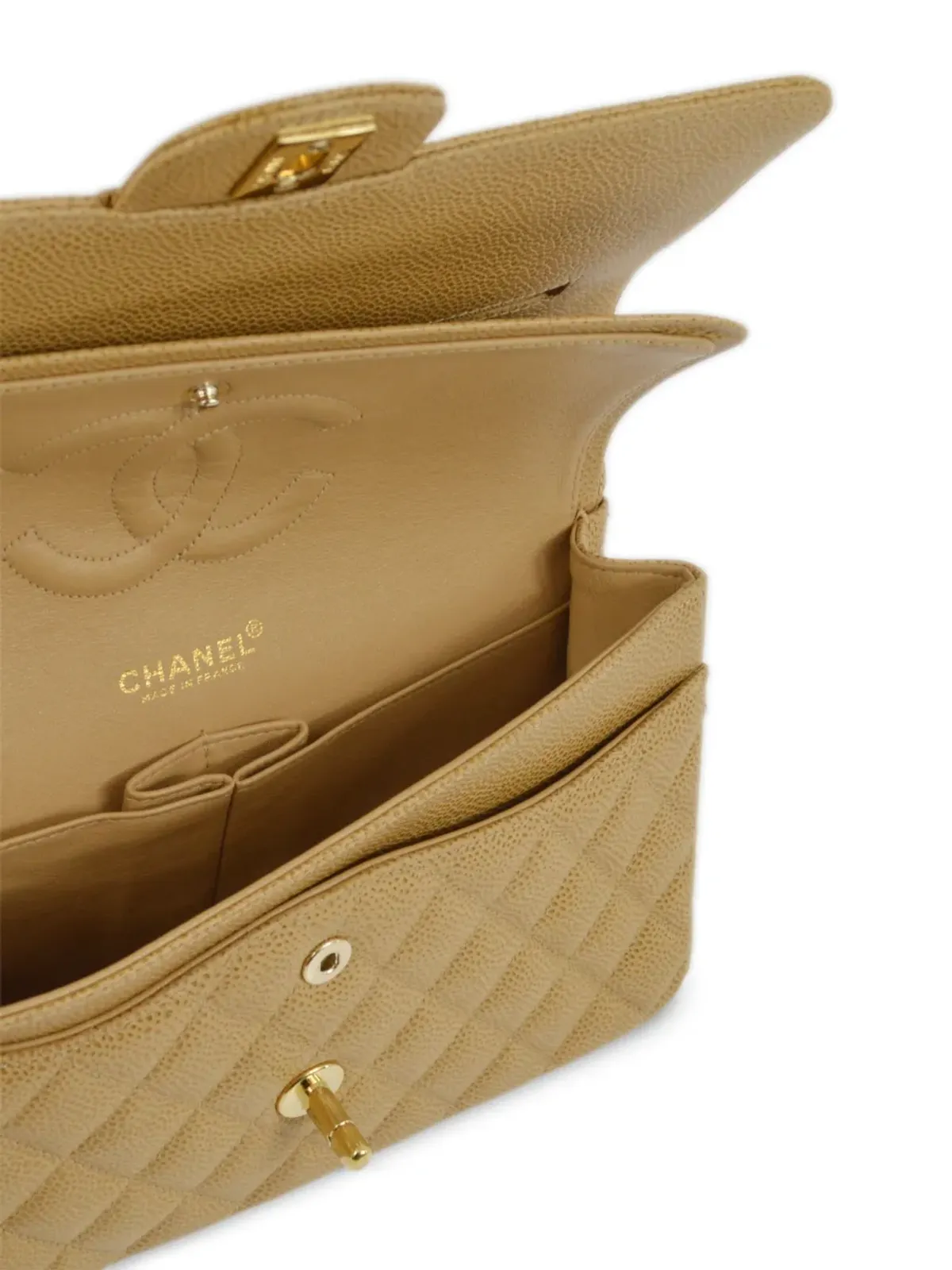 CHANEL ビンテージ 2002年 ミディアム クラシック ダブルフラップ ショルダーバッグ - ニュートラルカラー - 画像4