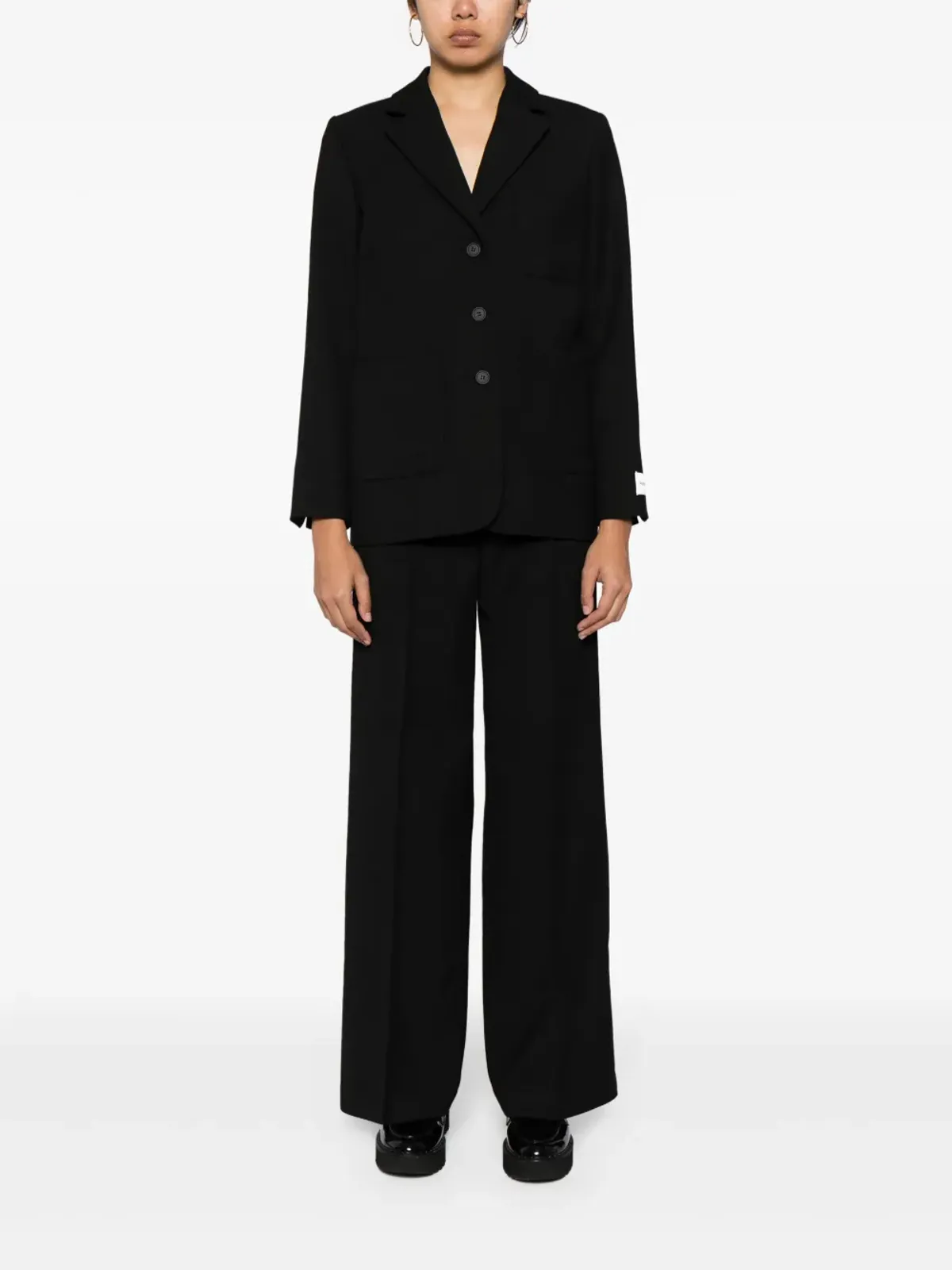 Maison Kitsuné プリーツ入り ウール混紡 ワイドパンツ - ブラック - 画像2