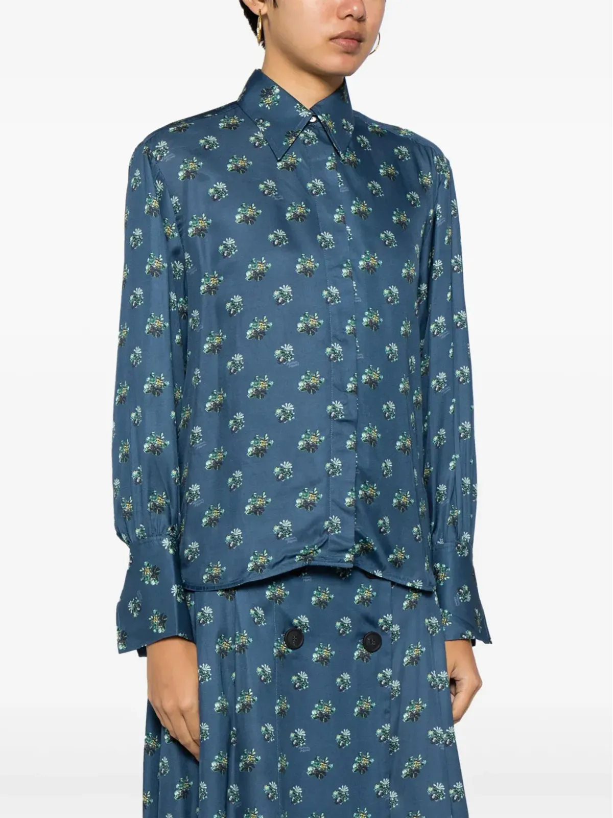 Maison Kitsuné 花柄プリント長袖シャツ - ブルー - 画像3