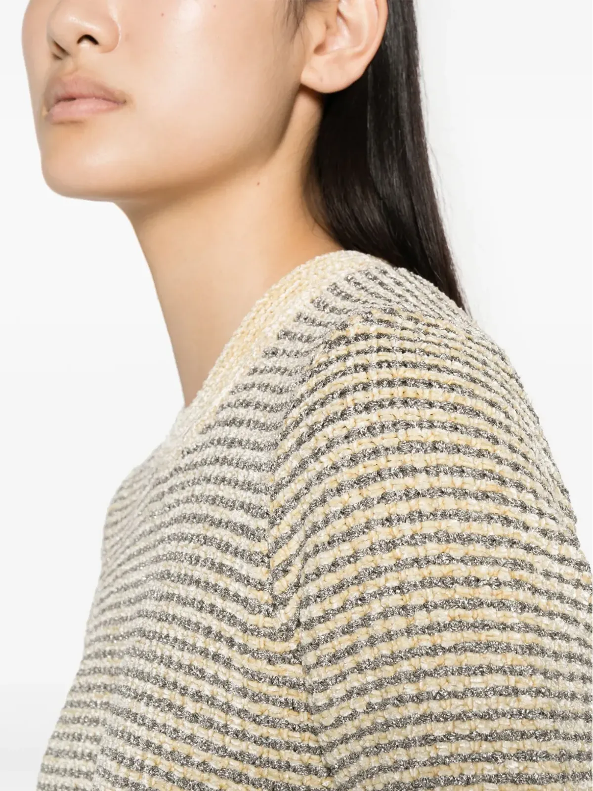 Tory Burch ベルベットストライプ ミディドレス - イエロー - 画像5