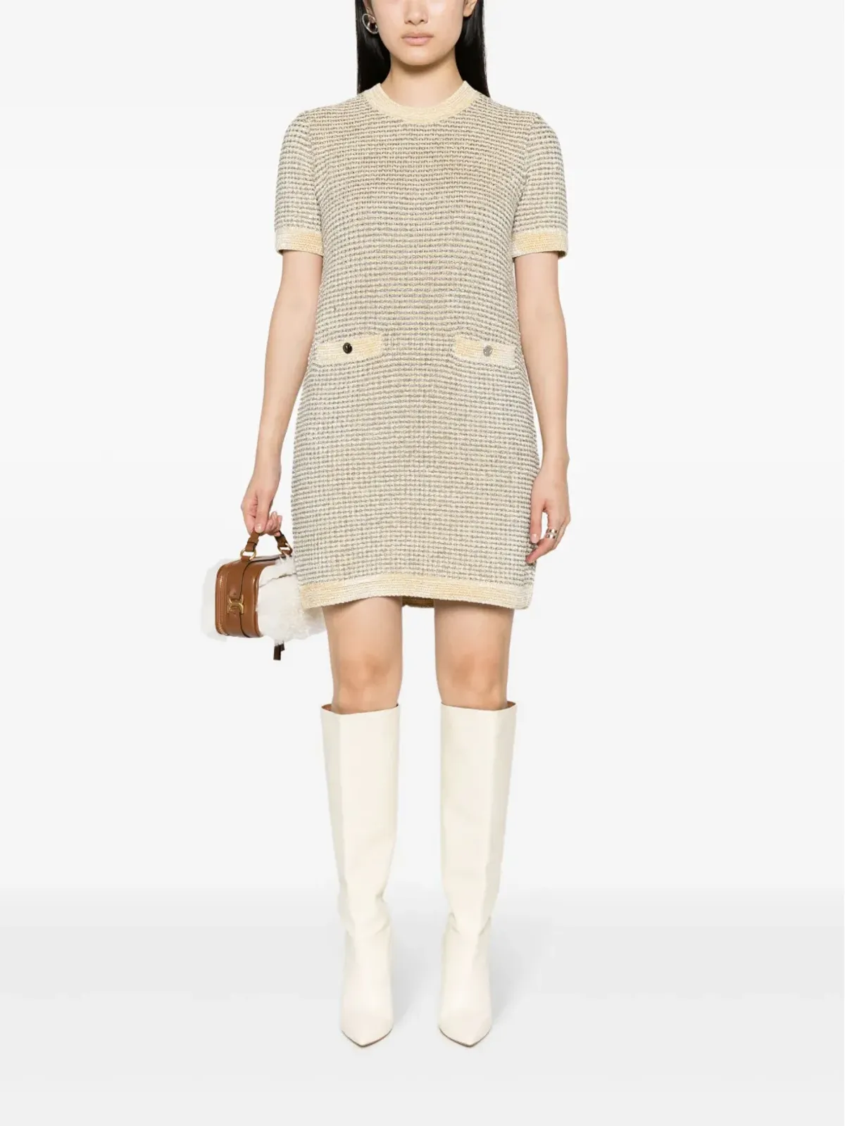 Tory Burch ベルベットストライプ ミディドレス - イエロー - 画像2