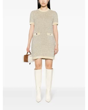 Tory Burch ベルベットストライプ ミディドレス - イエロー - サムネイル2