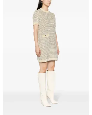 Tory Burch ベルベットストライプ ミディドレス - イエロー - サムネイル3