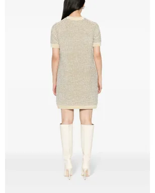 Tory Burch ベルベットストライプ ミディドレス - イエロー - サムネイル4