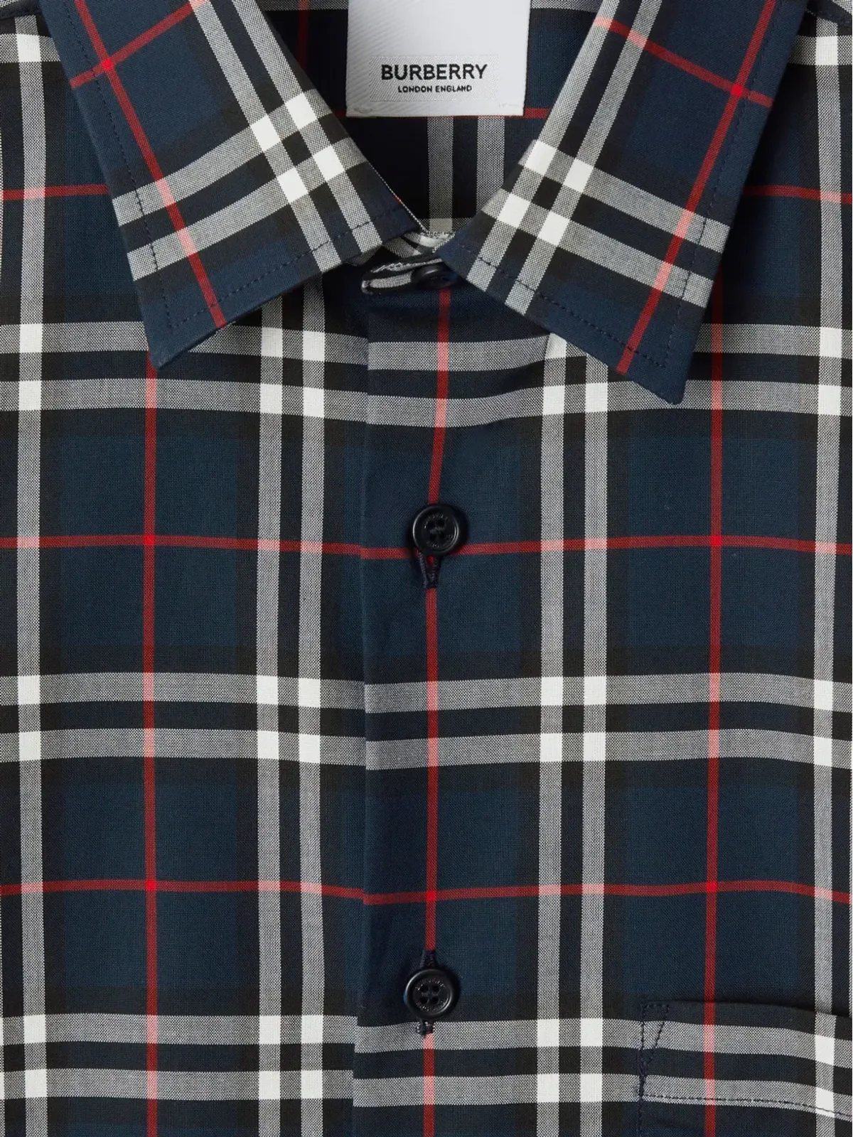 Burberry Simpson チェック柄コットンシャツ ブラック - 画像5
