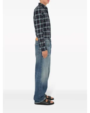 Burberry Simpson チェック柄コットンシャツ ブラック - サムネイル3