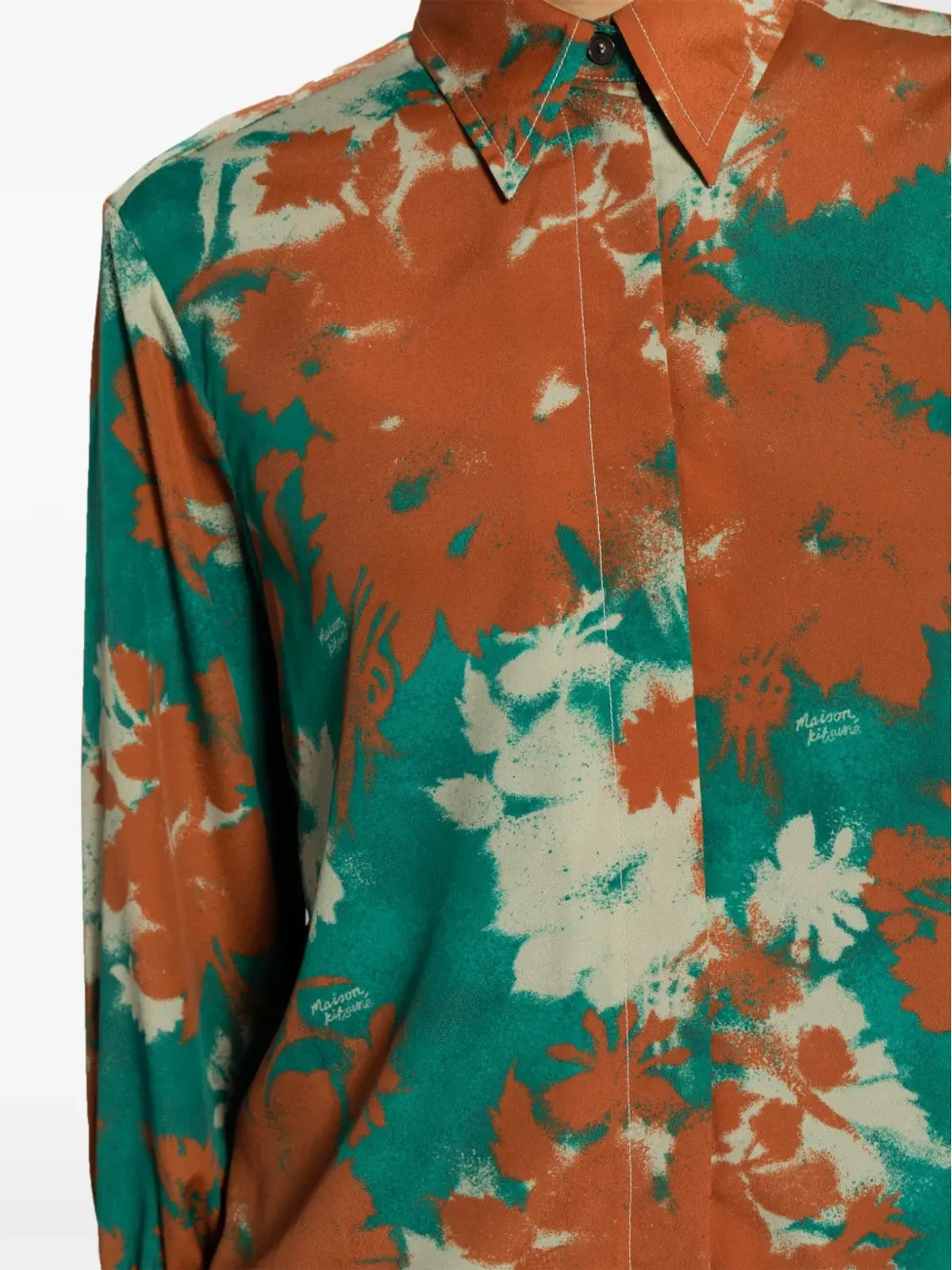 Maison Kitsuné フローラルプリント スプレッドカラーシャツ - 画像5