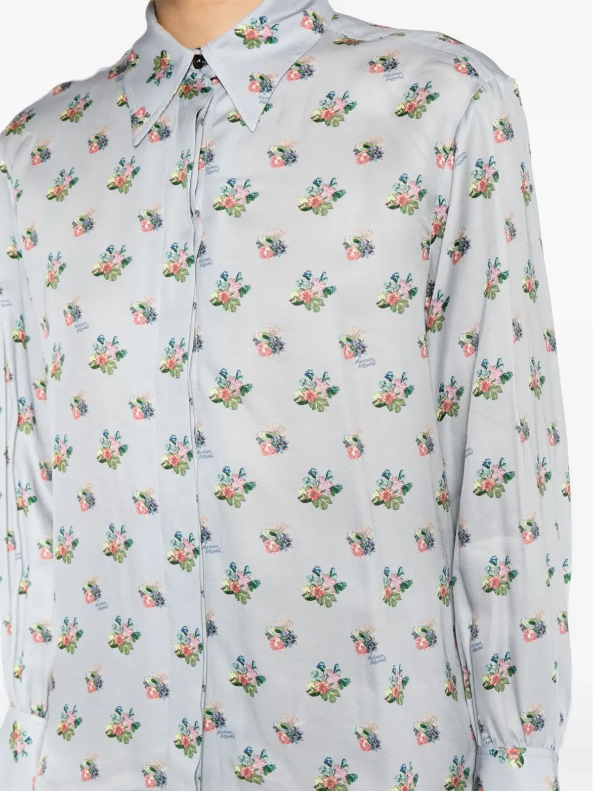 Maison Kitsuné 花柄プリント ツイルシャツ - ブルー - 画像5