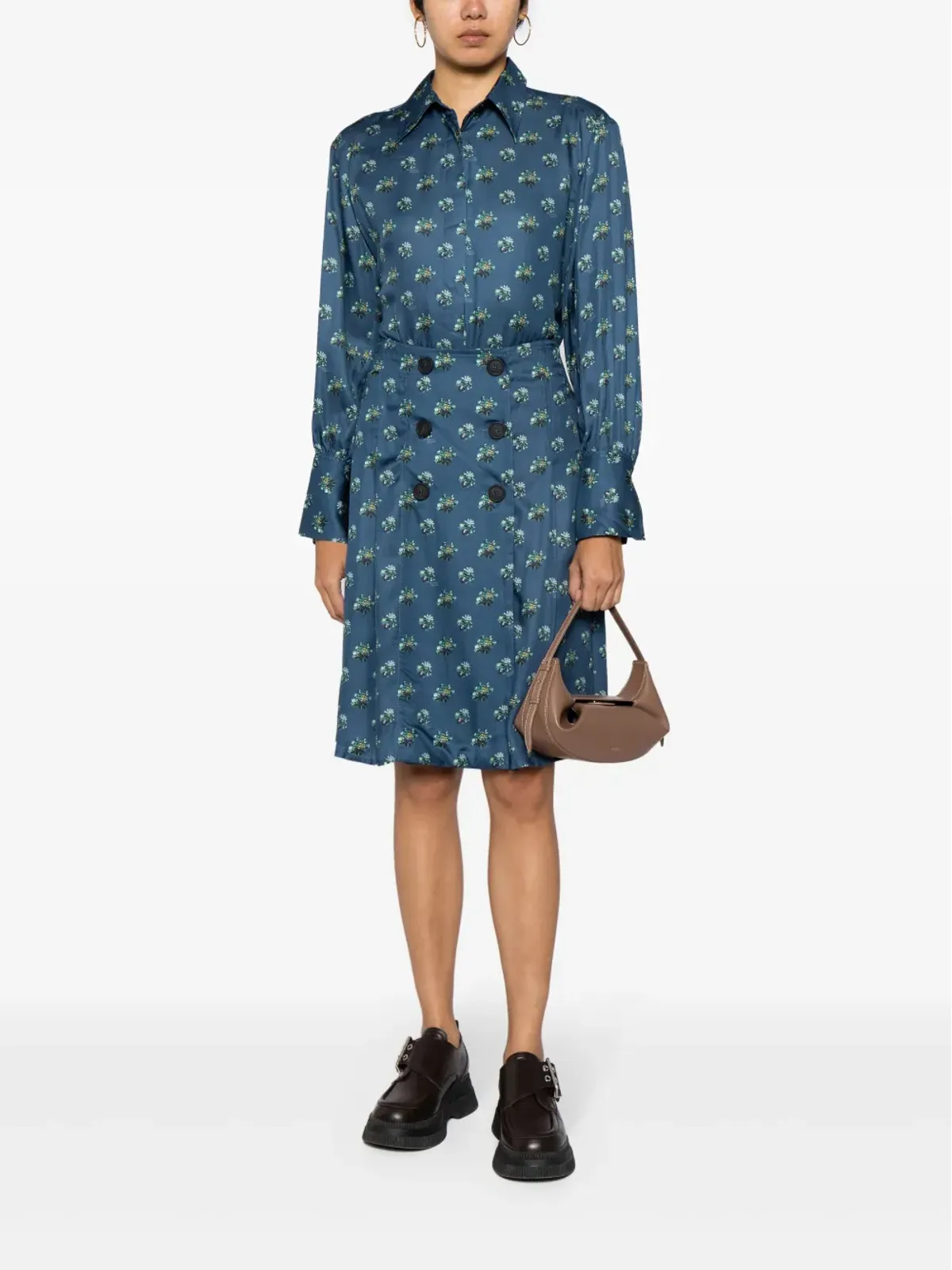 Maison Kitsuné 花柄プリントのラップスカート ブルー - 画像2