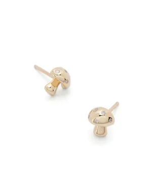 Adina Reyter アディナ レイター 14Kイエローゴールド エンチャンテッド マッシュルーム ダイヤモンド スタッド イヤリング - サムネイル3