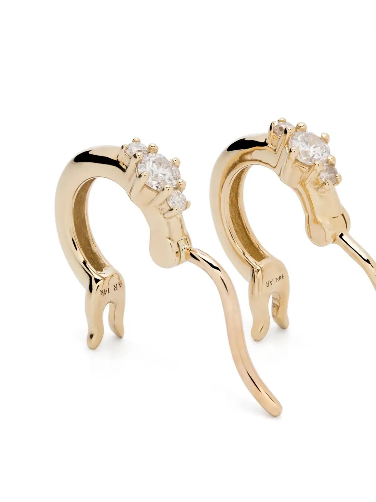 Adina Reyter 14kt イエローゴールド トリオ ダイヤモンド ハグイヤー イヤリング - 画像3