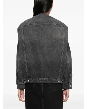 Courrèges Uネック デニムジャケット グレー - サムネイル4