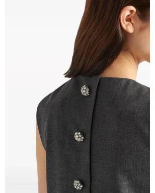 Prada 花弁状トリム付き ウール ミニドレス - グレー - サムネイル5