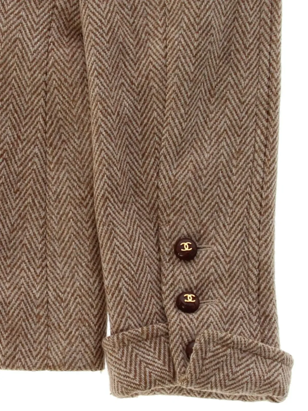 CHANEL ビンテージ 1990年代 ヘリンボーン柄ジャケット - ニュートラル系カラー - 画像4