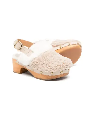 Eli1957 shearling-detailed slingback clogs - Neutrals - サムネイル2
