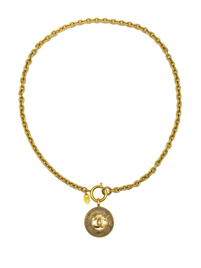 CHANEL Pre-Owned CHANEL ビンテージ 1980年代 サンバースト ネックレス - ゴールドの商品画像
