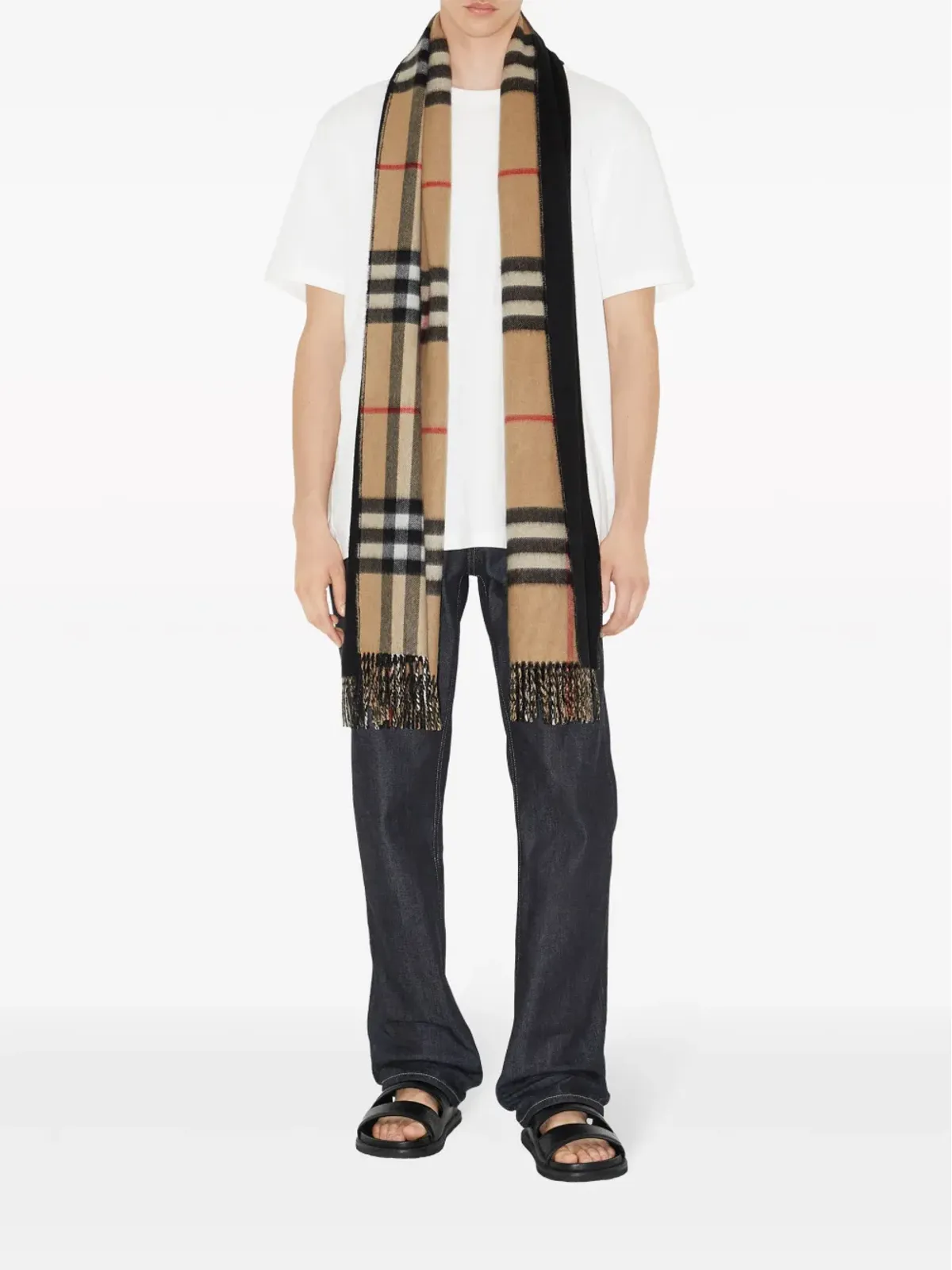 Burberry チェック柄カシミヤ リバーシブル スカーフ - 画像4