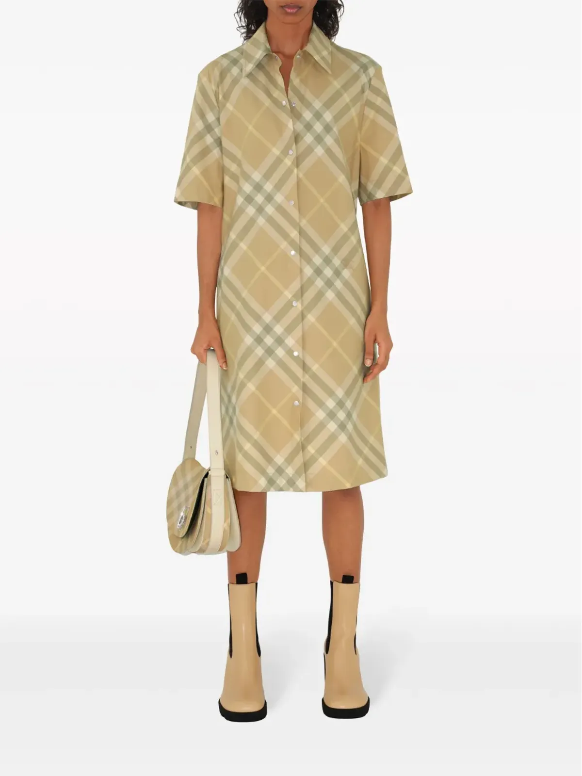 Burberry ビンテージ チェック柄 コットン シャツドレス - ベージュ系 - 画像2