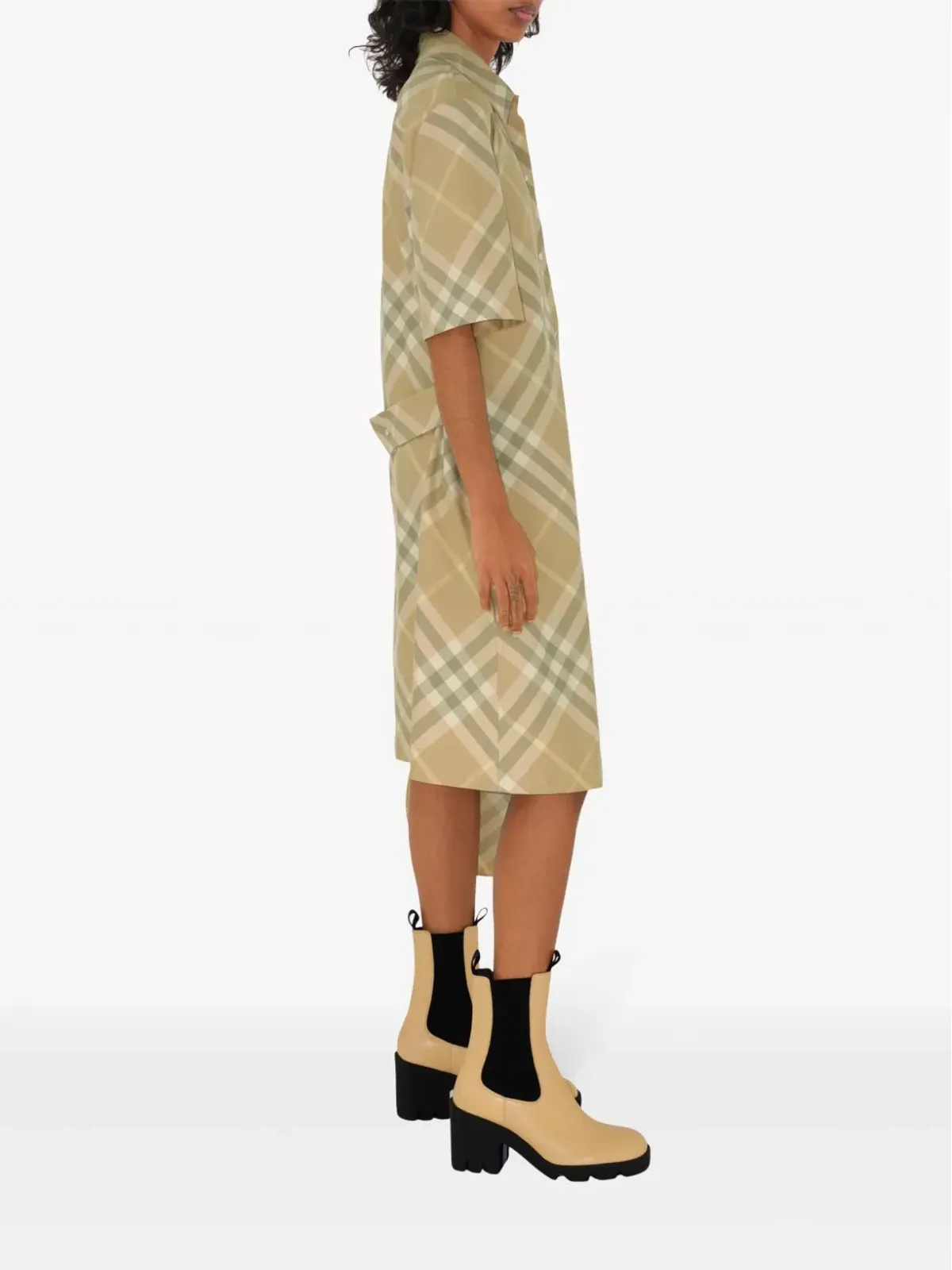 Burberry ビンテージ チェック柄 コットン シャツドレス - ベージュ系 - 画像3