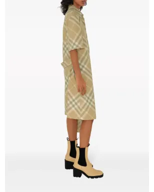 Burberry ビンテージ チェック柄 コットン シャツドレス - ベージュ系 - サムネイル3